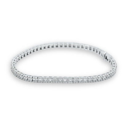 10k Gold and 4.13cttw Diamonds Square Block Baguette and Round Tennis Bracelet. - Johnny Dang & Co