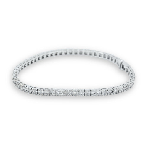 10k Gold and 4.13cttw Diamonds Square Block Baguette and Round Tennis Bracelet. - Johnny Dang & Co