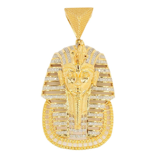 10k Yellow Gold 0.55ctw Diamond Egyptian Pharaoh With Serpent Crown - Johnny Dang & Co