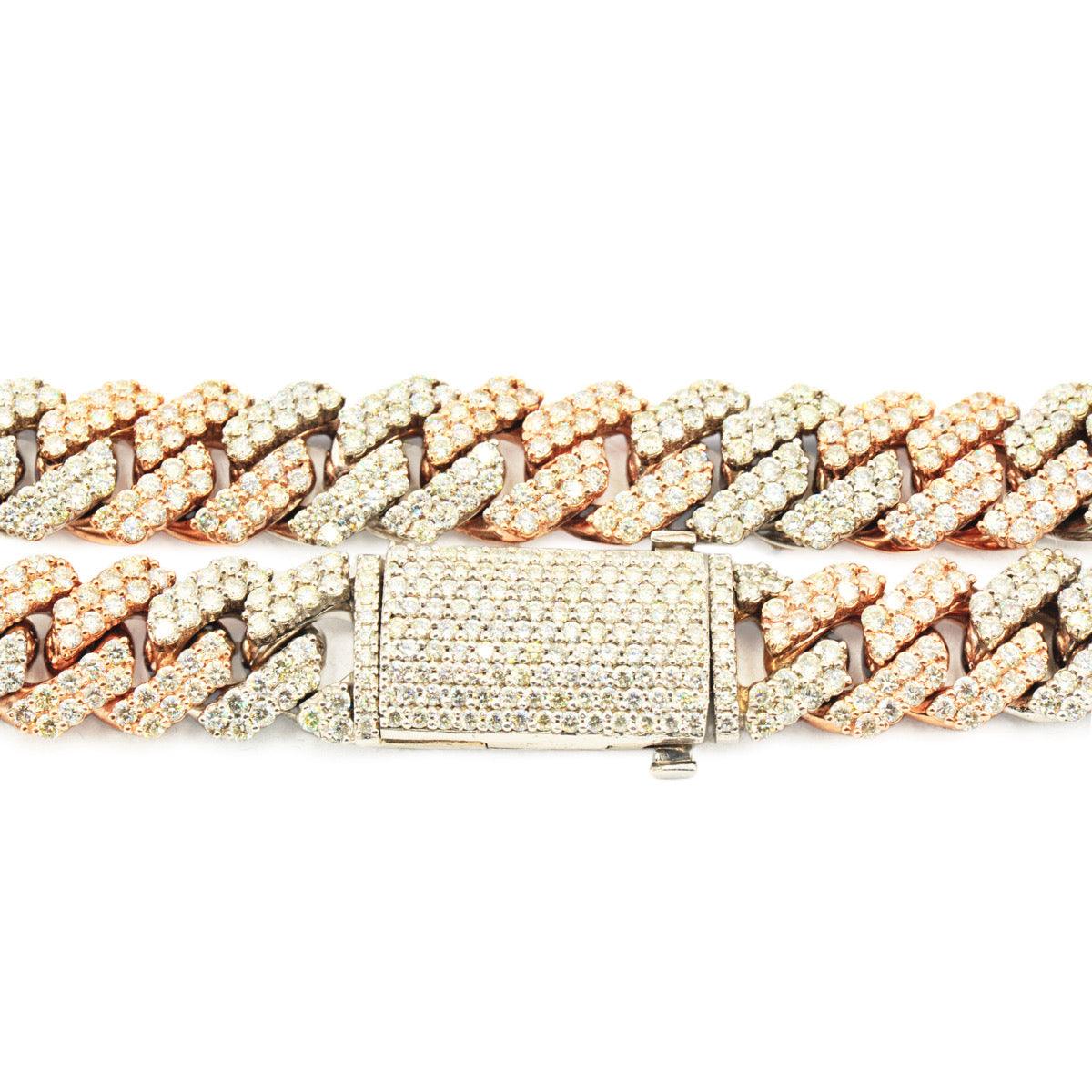 10k 2-Tone White and Rose Gold 28ctw Solid Miami Cuban Chain 22" - Johnny Dang & Co