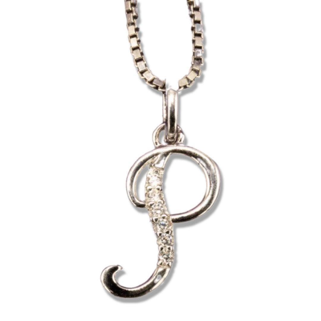 MINI SCRIPT LETTERS SILVER 925 WHITE GOLD PLATED - Johnny Dang & Co