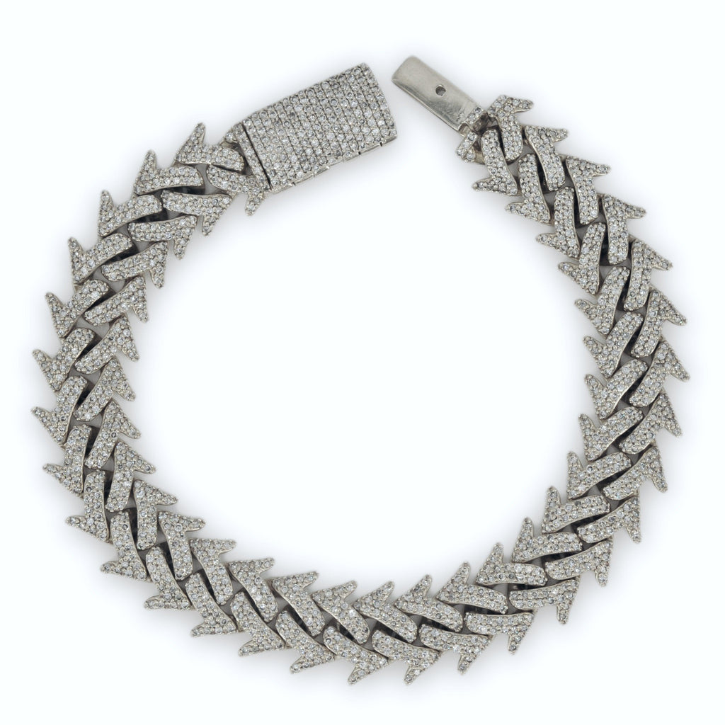 10k Yellow Gold 14mm Diamond Spiked Cuban Link Bracelet 8.5 Inches - Johnny Dang & Co