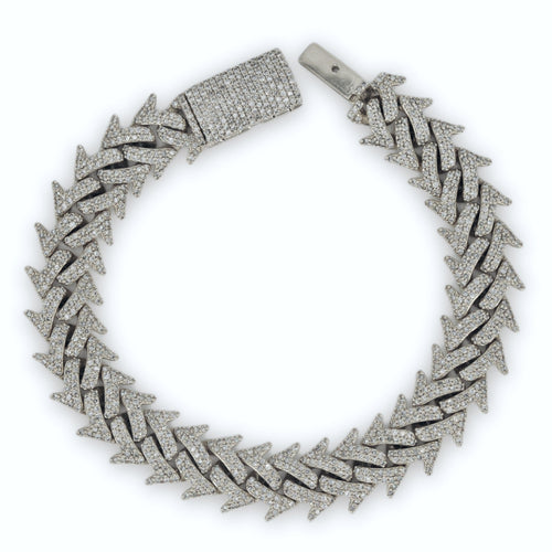 10k Yellow Gold 14mm Diamond Spiked Cuban Link Bracelet 8.5 Inches - Johnny Dang & Co