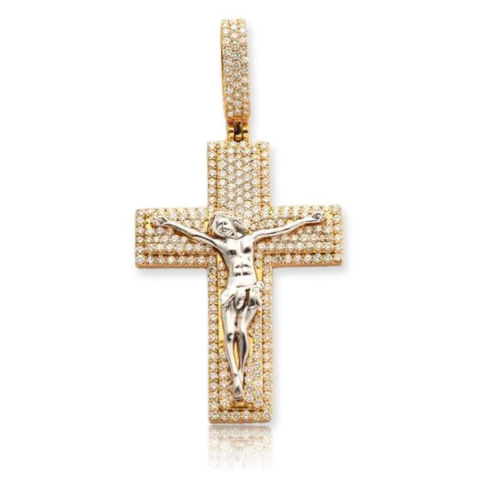 14KY+W 3.75CTW DIAMOND CROSS WITH JESUS - Johnny Dang & Co
