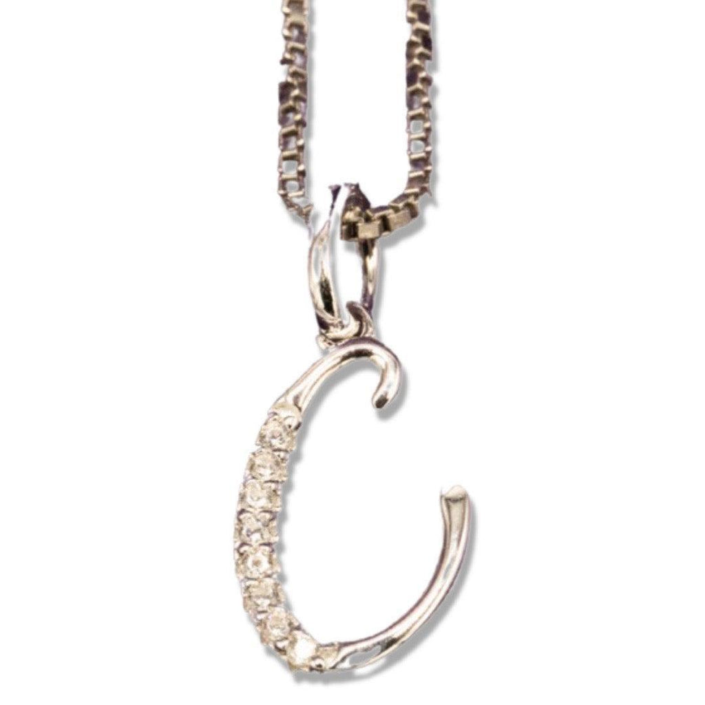 MINI SCRIPT LETTERS SILVER 925 WHITE GOLD PLATED - Johnny Dang & Co