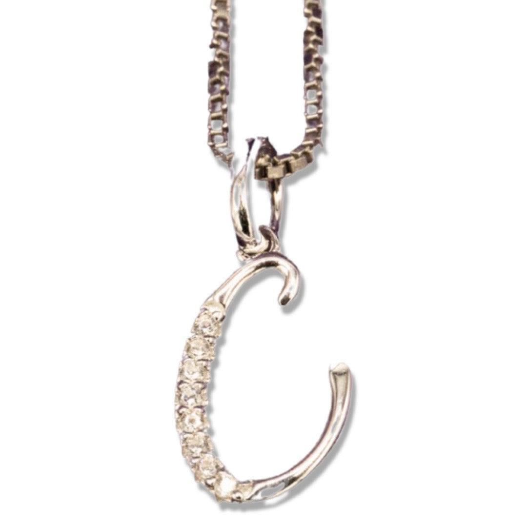 MINI SCRIPT LETTERS SILVER 925 WHITE GOLD PLATED - Johnny Dang & Co