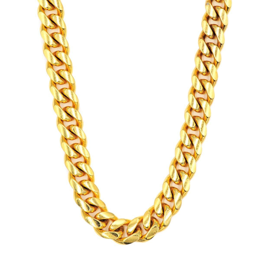 Silver Gold Plated 9.75mm Solid Cuban Chain 22 Inches - Johnny Dang & Co