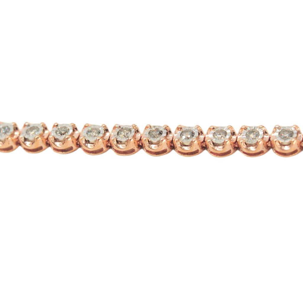 10k Rose Gold '7 pointer Illusion Setting Diamond Tennis Chain' 2.97cttw 20 inches - Johnny Dang & Co