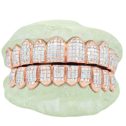 NEW Deluxe Carre Cut Invisible Grillz 10 Teeth - VS Diamonds - Johnny Dang & Co