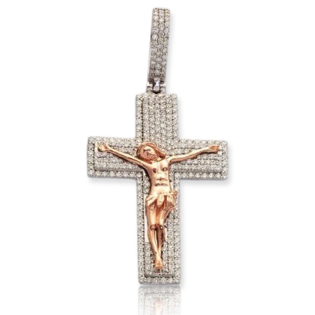 14KW+R 1.50CTW DIAMOND CROSS WITH JESUS - Johnny Dang & Co