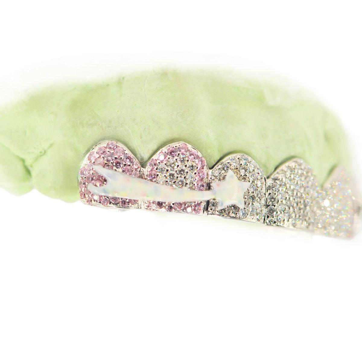 8 Top/ 8 Bottom Shooting Star Opal and Honeycomb Grillz – Johnny