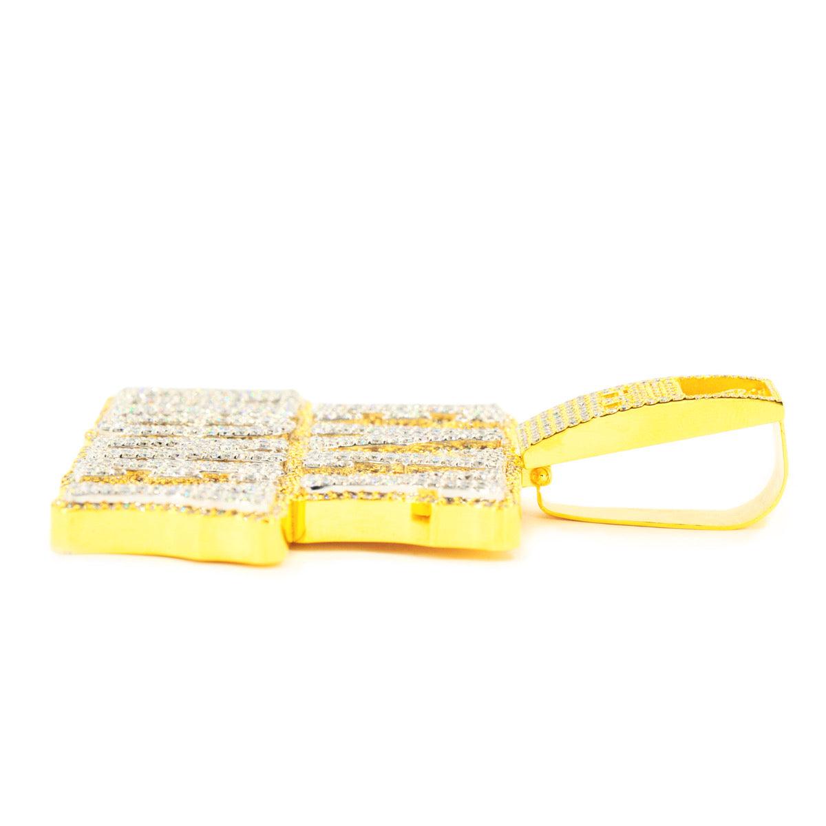 10k Yellow Gold JD&Co Exclusive Custom Diamond Eazy Money Pendant With Bitcoin ATM Bail - Johnny Dang & Co