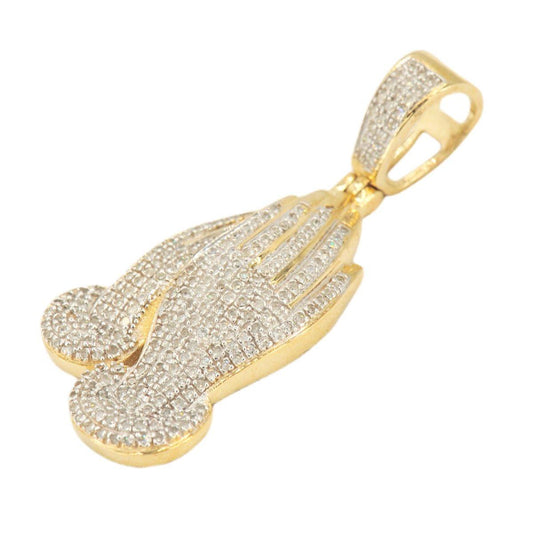 10KY 0.50CTW DIAMOND PRAYING HANDS PENDANT CHR0234Y - Johnny Dang & Co