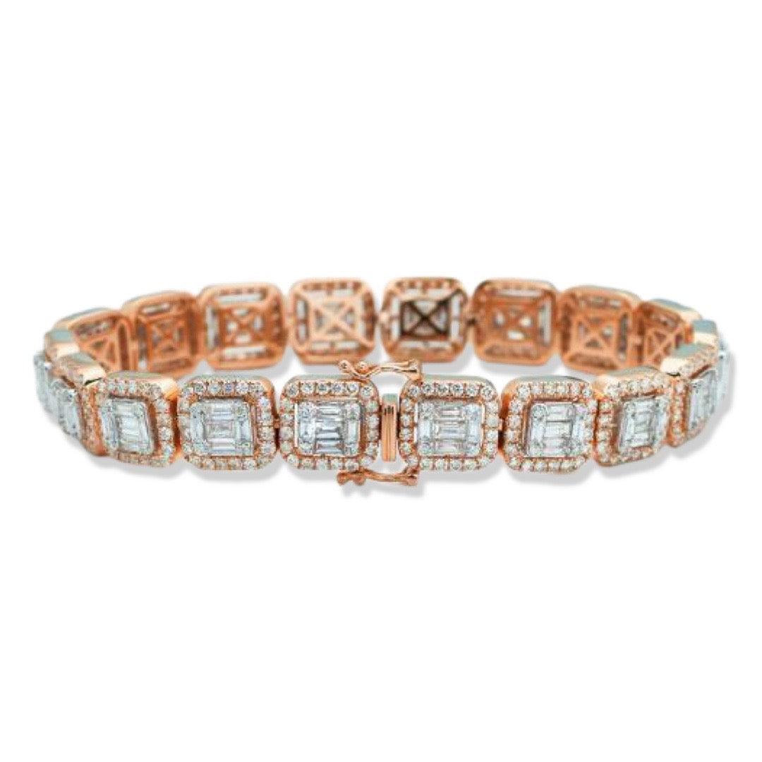 14KR 12.15 CTW BAGUETTE DIAMOND MENS BRACELET - Johnny Dang & Co