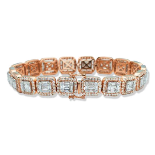 14KR 12.15 CTW BAGUETTE DIAMOND MENS BRACELET - Johnny Dang & Co