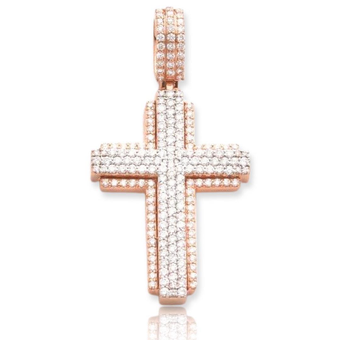14KR+W 2.40CTW DIAMOND 3D CROSS PENDANT - Johnny Dang & Co