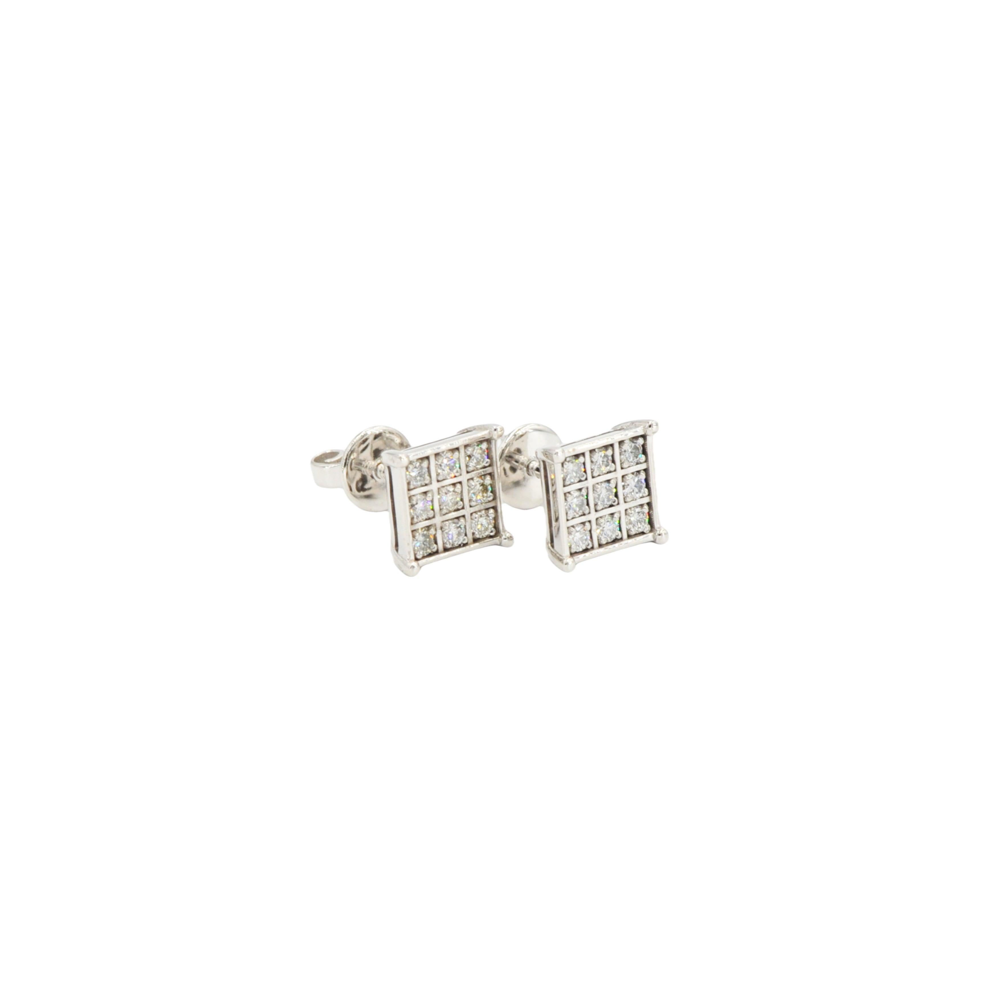 Diamond Channel Set Square Earrings Pair - Johnny Dang & Co