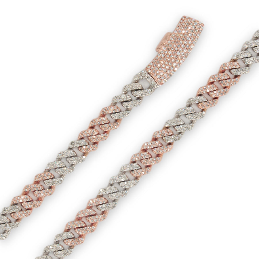 10K 2-Tone  6.3mm White and Rose Gold Diamond New Miami Cuban 22 Inches