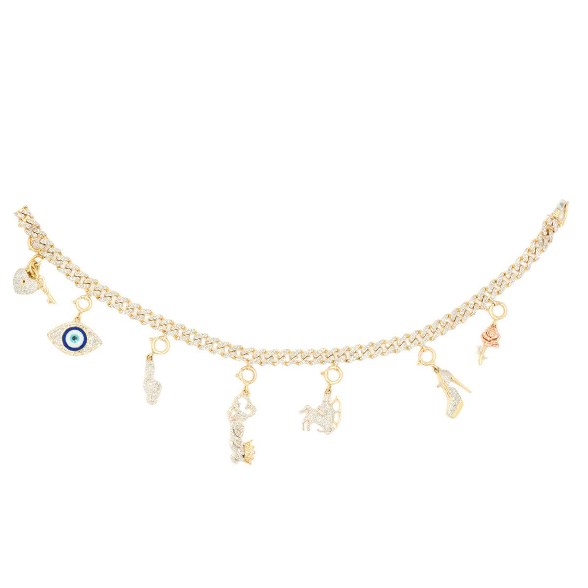 10k Gold 1.00ctw Diamond Link Charm Bracelet 7.5". Bracelet only. Charms sold separately - Johnny Dang & Co