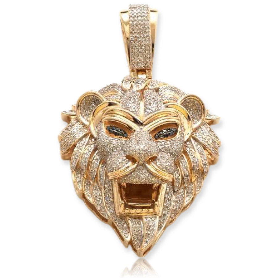 10KY 2.00CTW DIAMOND LION HEAD WITH BLACK EYES