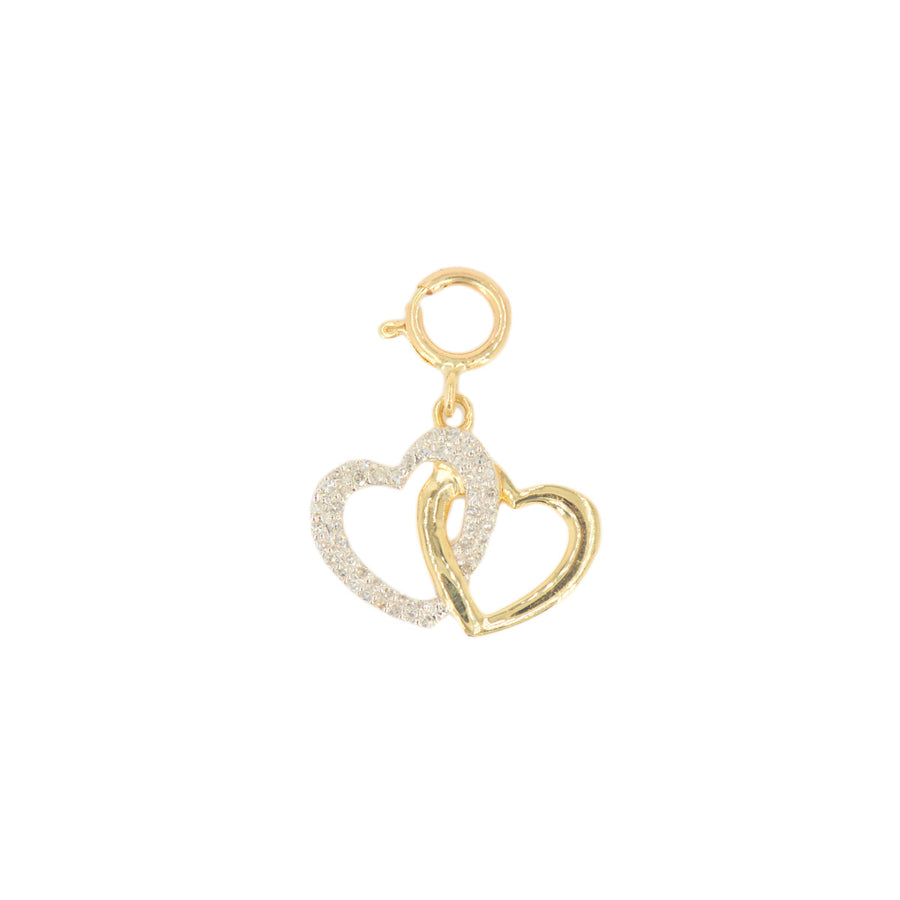 10k Yellow Gold and Diamond 'Interlocking Heart' Charm - 10026