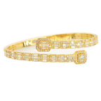 10k Gold 8.15ctw Baguette & Round Cut Diamond Baller Medium Bangle - Unisex - Johnny Dang & Co