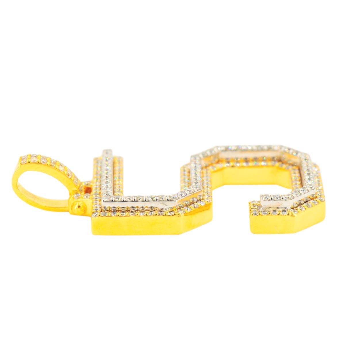 10K Yellow Gold Si Diamond Number 5 Pendant - Johnny Dang & Co