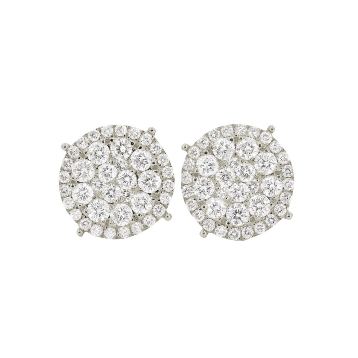 0.85 CTTW DIAMOND ROUND CLUSTER EARRINGS WITH HALO - Johnny Dang & Co