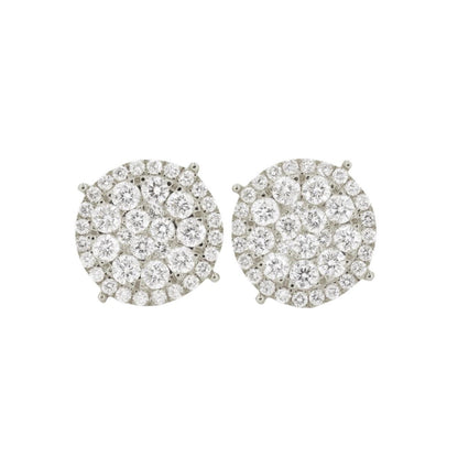 0.85 CTTW DIAMOND ROUND CLUSTER EARRINGS WITH HALO - Johnny Dang & Co