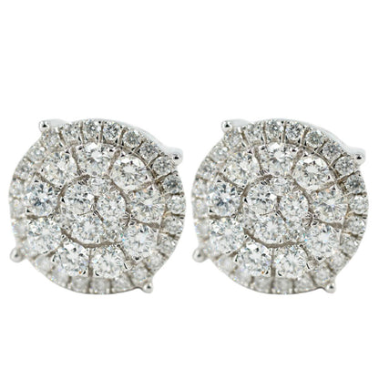 0.85 CTTW DIAMOND ROUND CLUSTER EARRINGS WITH HALO - Johnny Dang & Co