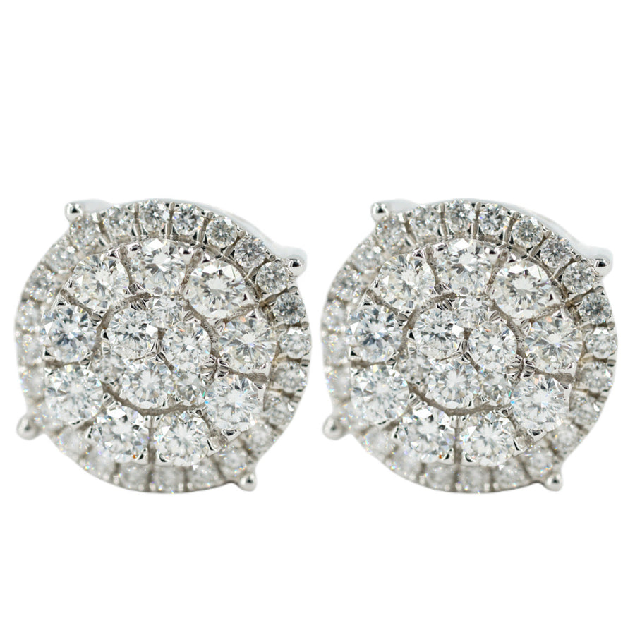 0.85 CTTW DIAMOND ROUND CLUSTER EARRINGS WITH HALO