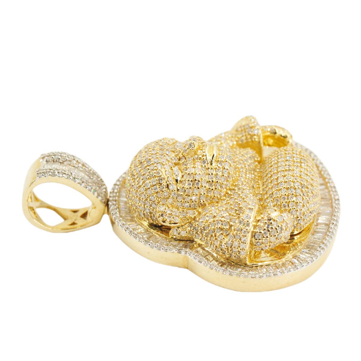 10k Gold 3.85ctw Baguette and Round Diamond Buddha - Johnny Dang & Co