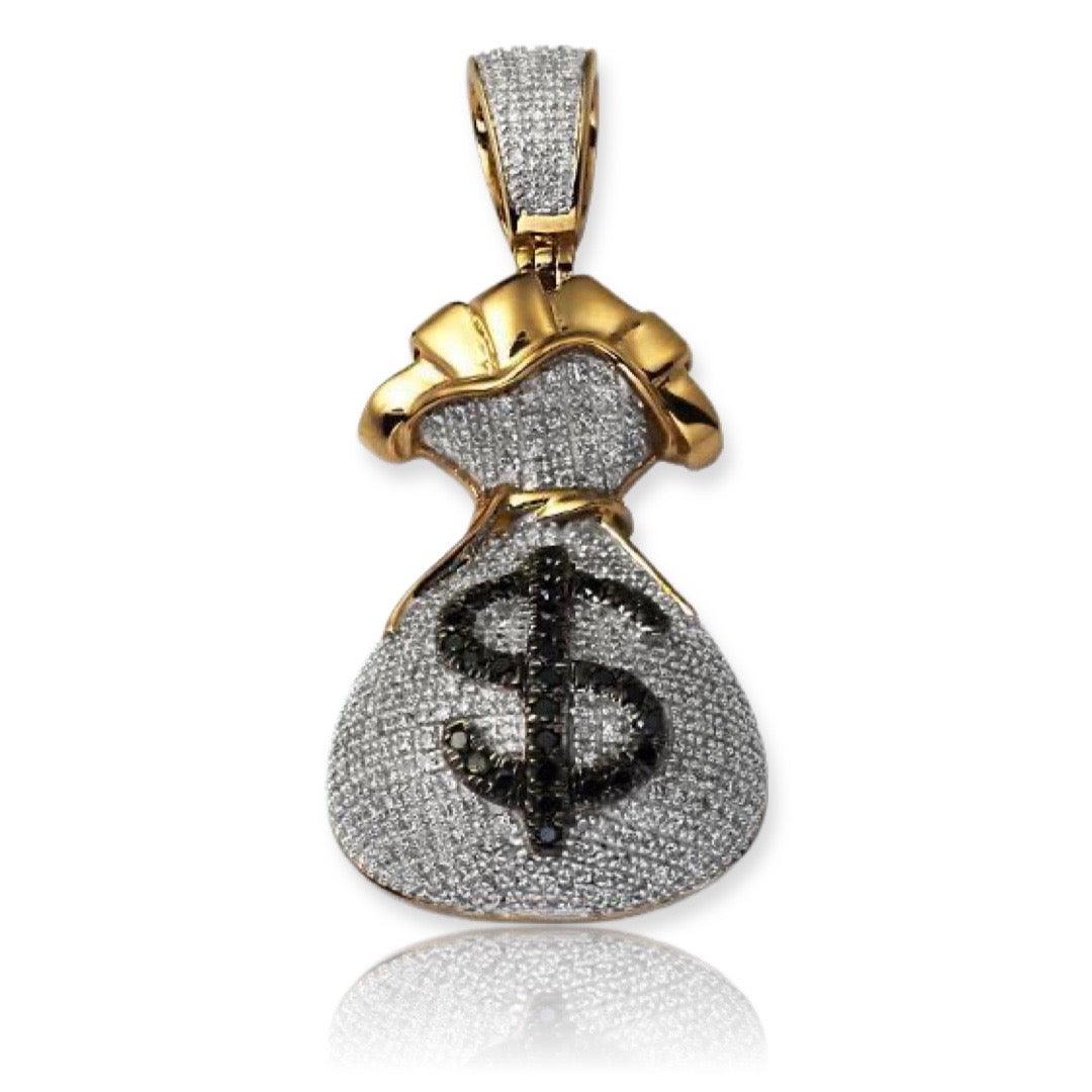 10KY 0.85CTW BLACK AND WHITE DIAMOND MONEY BAG - Johnny Dang & Co
