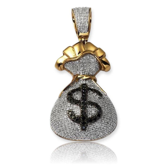 10KY 0.85CTW BLACK AND WHITE DIAMOND MONEY BAG - Johnny Dang & Co