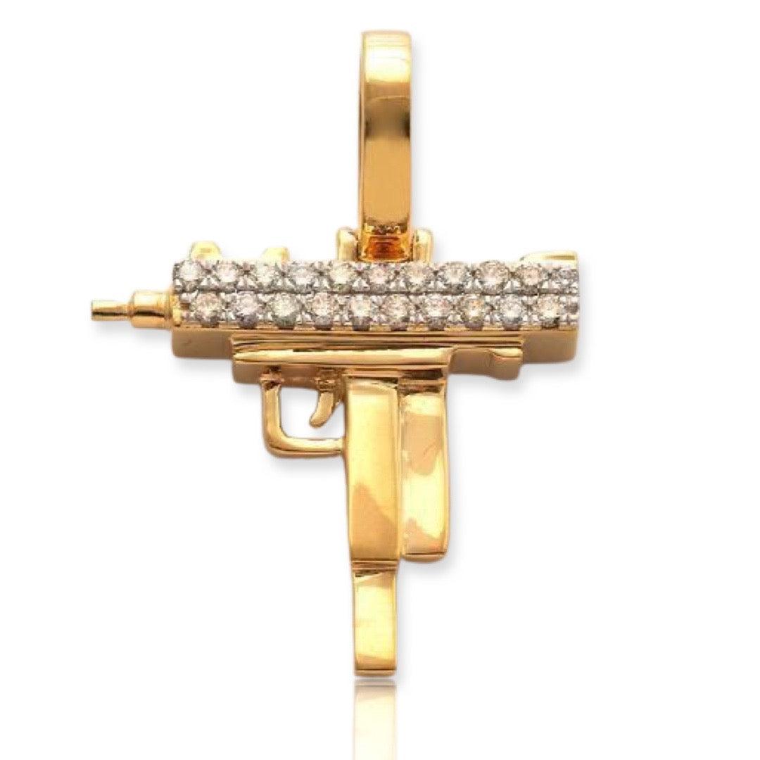 10KY 0.45CTW DIAMOND UZI GUN PENDANT - Johnny Dang & Co