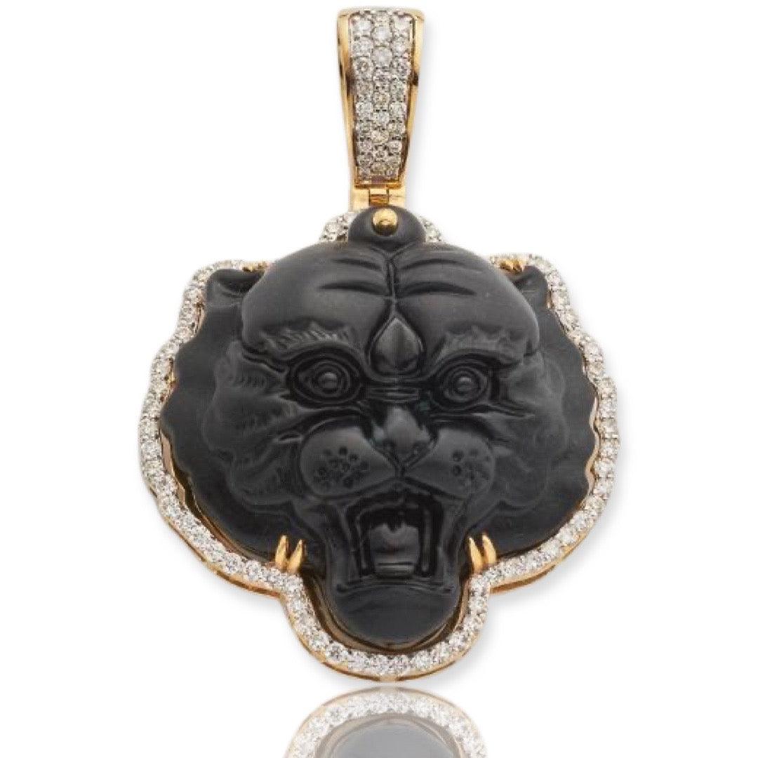 10KY 1.35CTW DIAMOND OBSIDIAN TIGER PENDANT - Johnny Dang & Co
