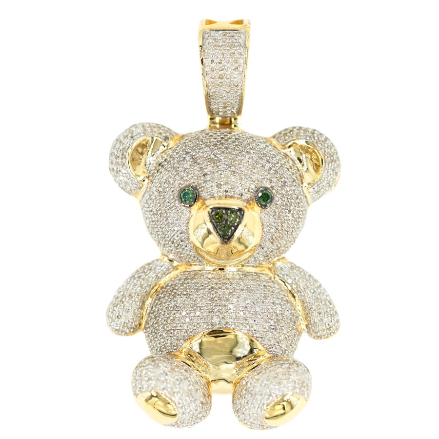 10KY 2.50CTW GREEN AND WHITE DIAMOND TEDDY BEAR
