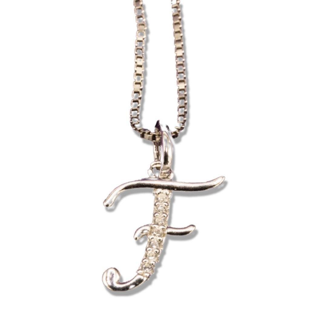 MINI SCRIPT LETTERS SILVER 925 WHITE GOLD PLATED - Johnny Dang & Co