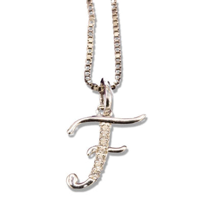 MINI SCRIPT LETTERS SILVER 925 WHITE GOLD PLATED - Johnny Dang & Co