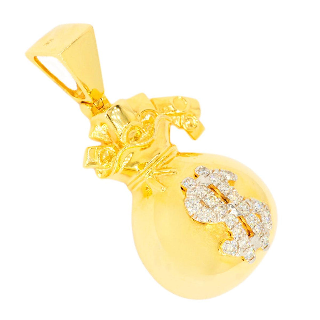 10KY 0.50CTW DIAMOND $ MONEY BAG PENDANT - Johnny Dang & Co