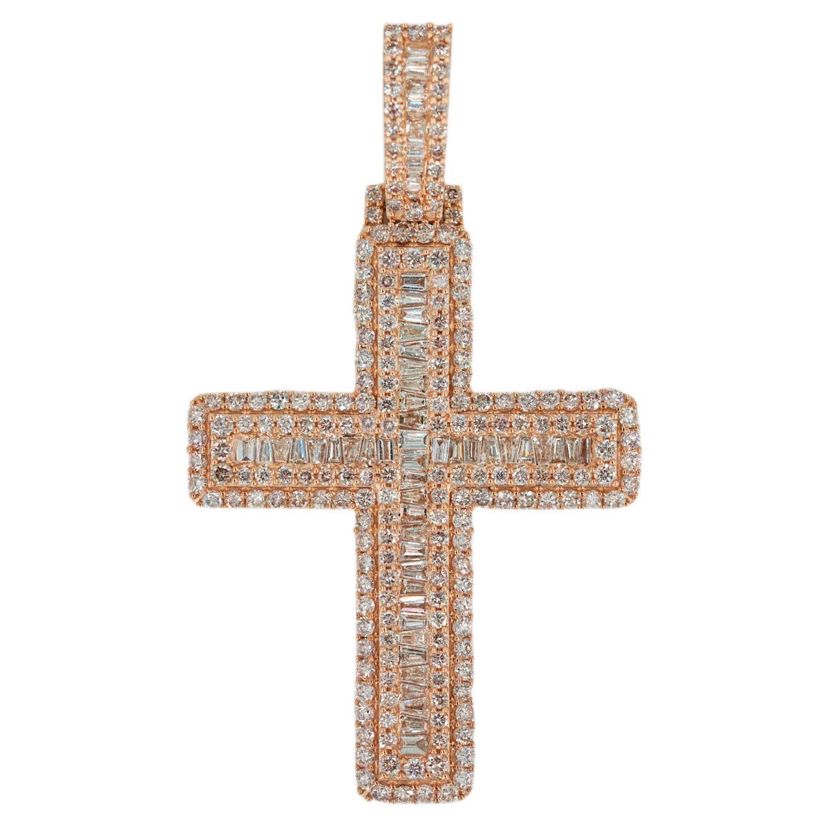 14K 4.50CTW BAGUETTE DIAMOND CROSS - Johnny Dang & Co