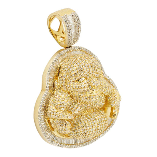 10k Gold 3.85ctw Baguette and Round Diamond Buddha - Johnny Dang & Co