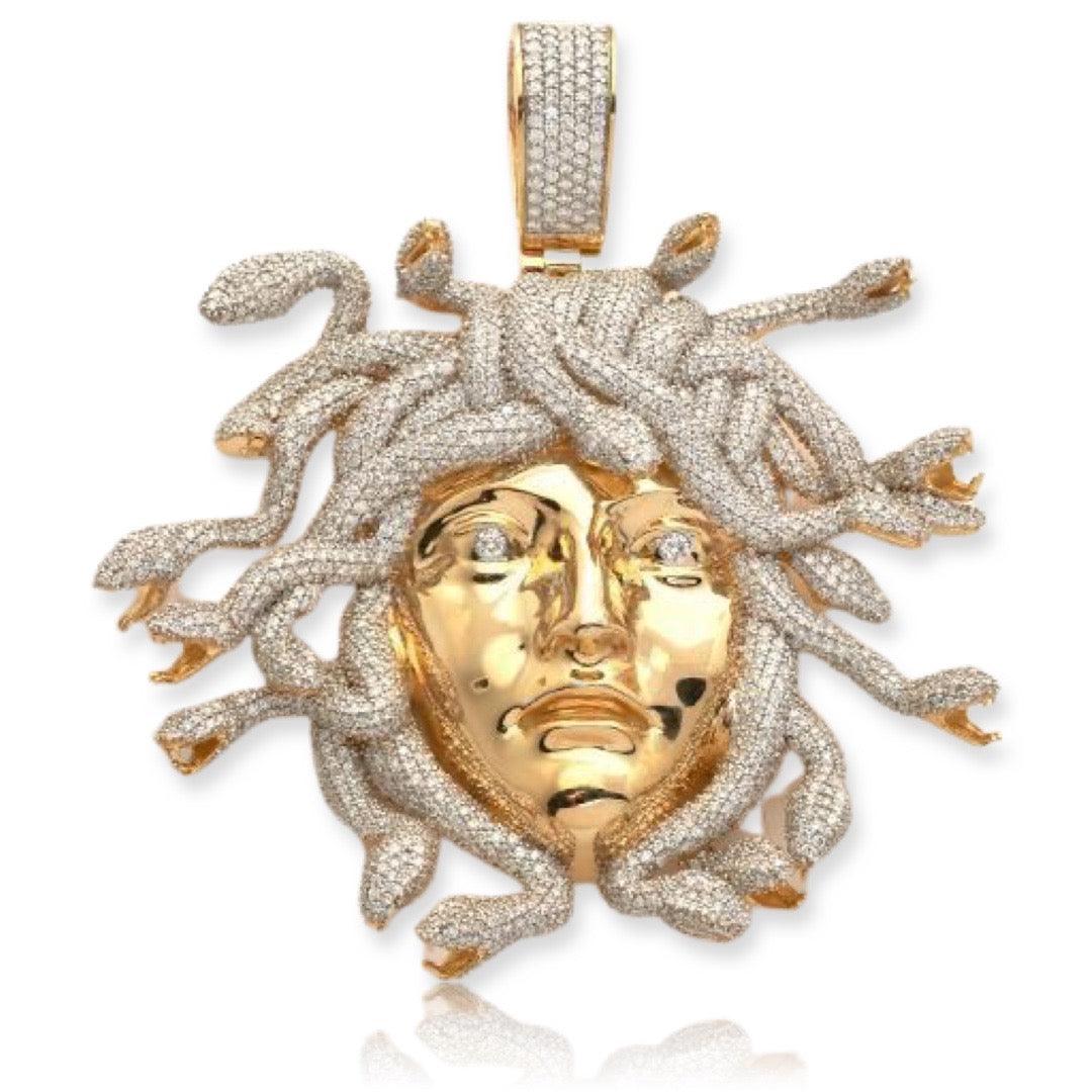 14KY 16.95CTW DIAMOND MEDUSA HEAD PENDANT - Johnny Dang & Co