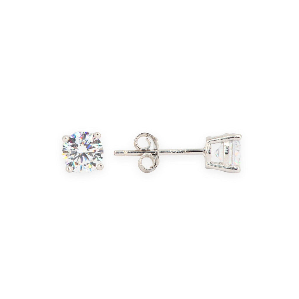 Silver and 5mm CZ Stud Earrlings - Johnny Dang & Co