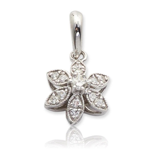 14KW 0.15CTW DIAMOND FLOWER SHAPED PENDANT - 0.5" - Johnny Dang & Co
