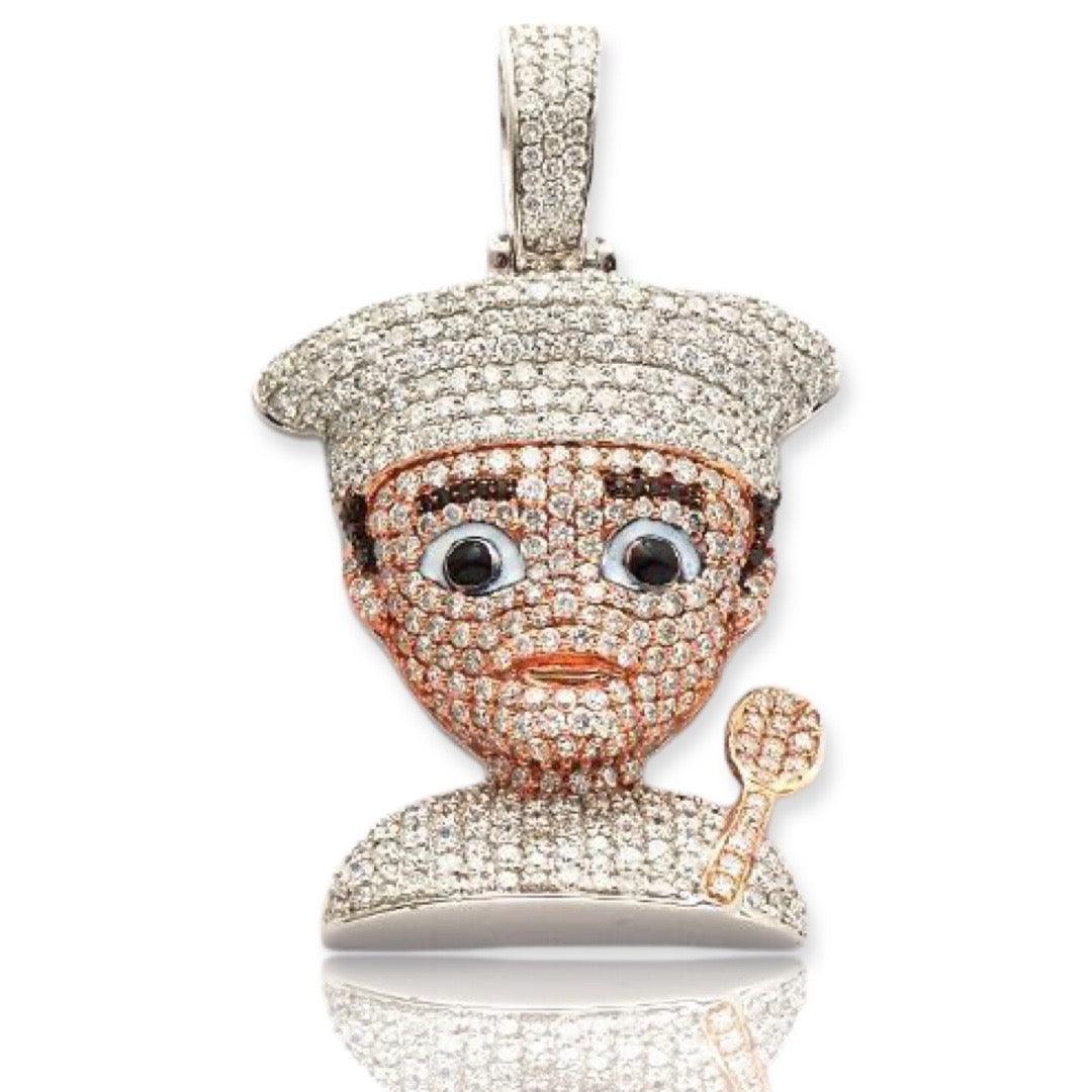 14KW+R 2.90CTW DIAMOND CHEF EMOJI PENDANT - Johnny Dang & Co