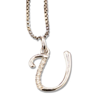 MINI SCRIPT LETTERS SILVER 925 WHITE GOLD PLATED - Johnny Dang & Co