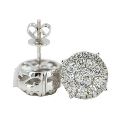 1.00CTW DIAMOND ROUND CLUSTER EARRINGS WITH HALO - Johnny Dang & Co