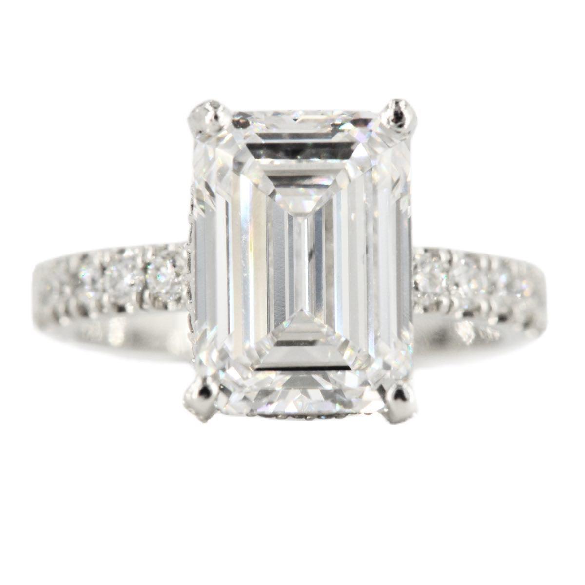 Custom 4 Carat Emerald Cut Engagement Ring - Johnny Dang & Co