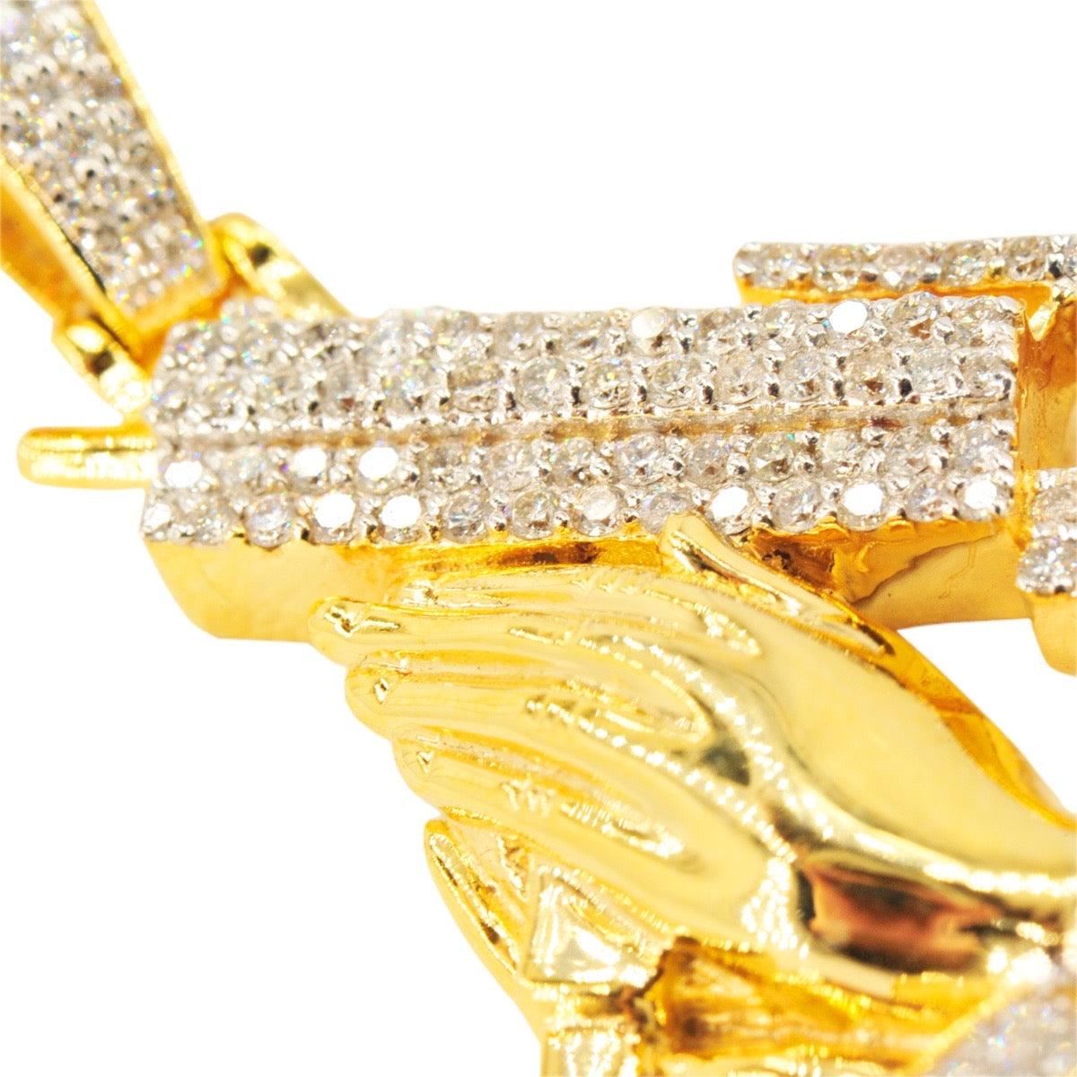 10KY 1.05CTW DIAMOND PRAYING HANDS WITH UZI PENDANT - Johnny Dang & Co